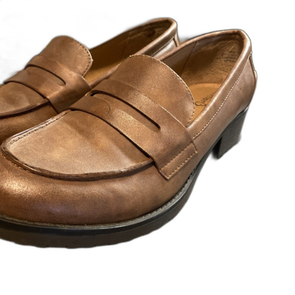 Baretraps Shoes Womens 10 M Casual Slip On Penny Loafers Brown Faux Leather - Picture 3 of 4